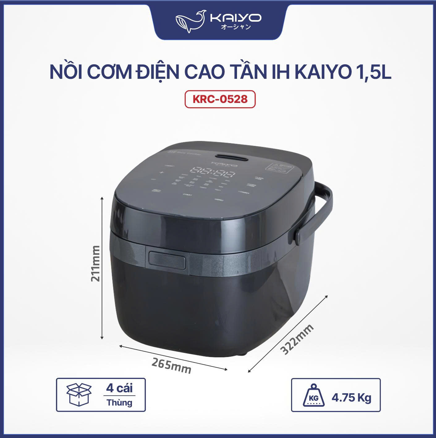 Nồi cơm điện cao tần Kaiyo 1.5L KRC-050