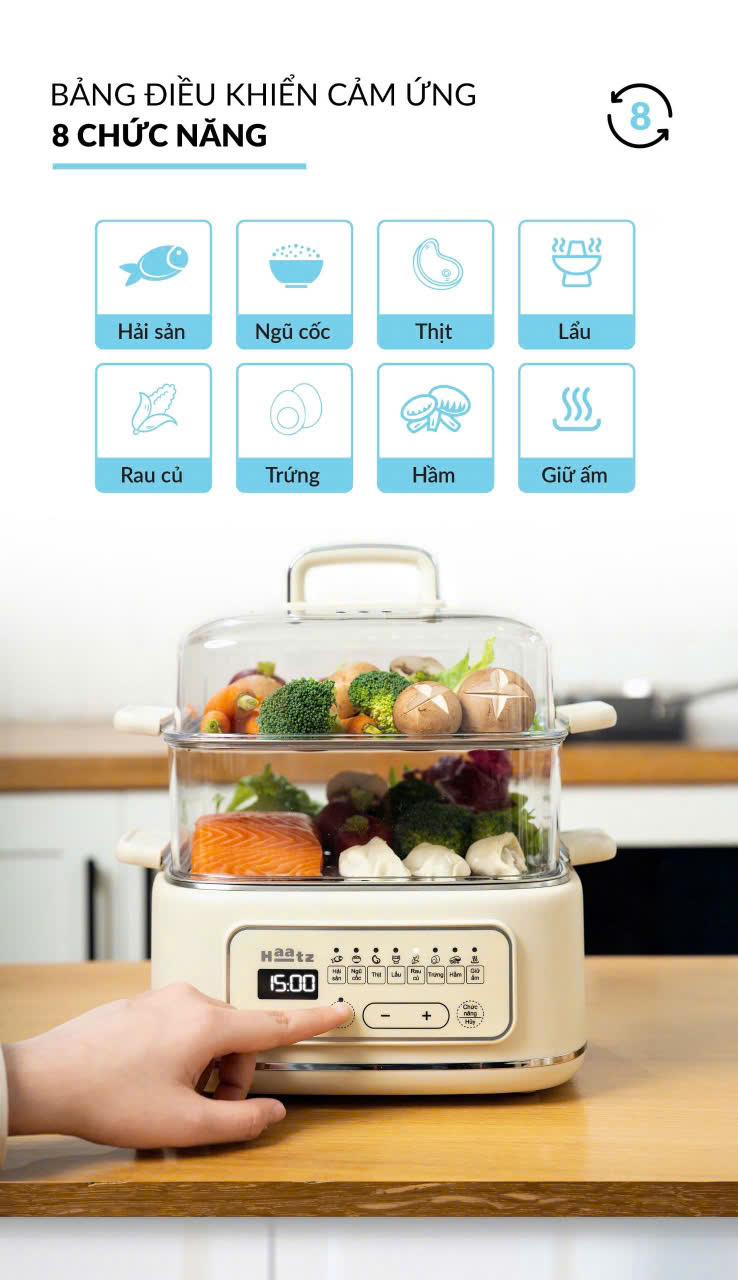 Nồi lẩu hấp đa năng Haatz CIM371 10 lít 8 chức năng hấp
