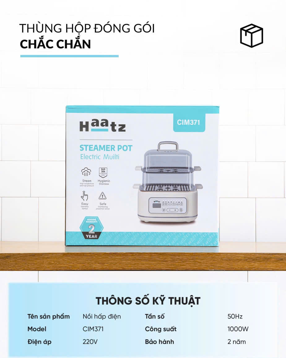 Nồi lẩu hấp đa năng Haatz CIM371 10 lít 8 chức năng hấp