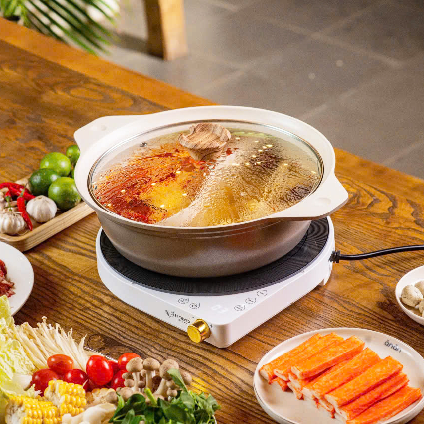 Nồi lẩu nhôm đúc nguyên khối 2 ngăn Kaiyo