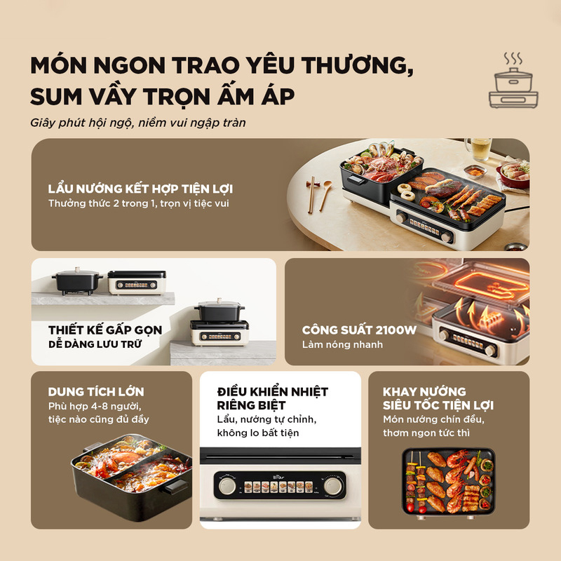Nồi lẩu nướng BEAR GR-5H22R83