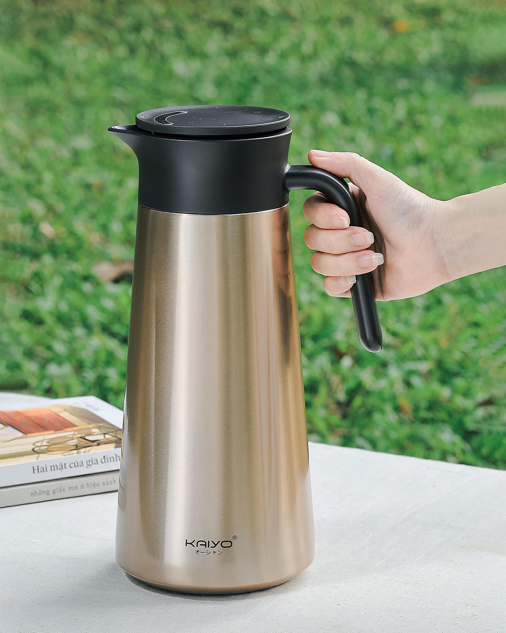 Bình giữ nhiệt kèm lọc trà Kaiyo dung tích 1.8L thành bình 2 lớp inox 304