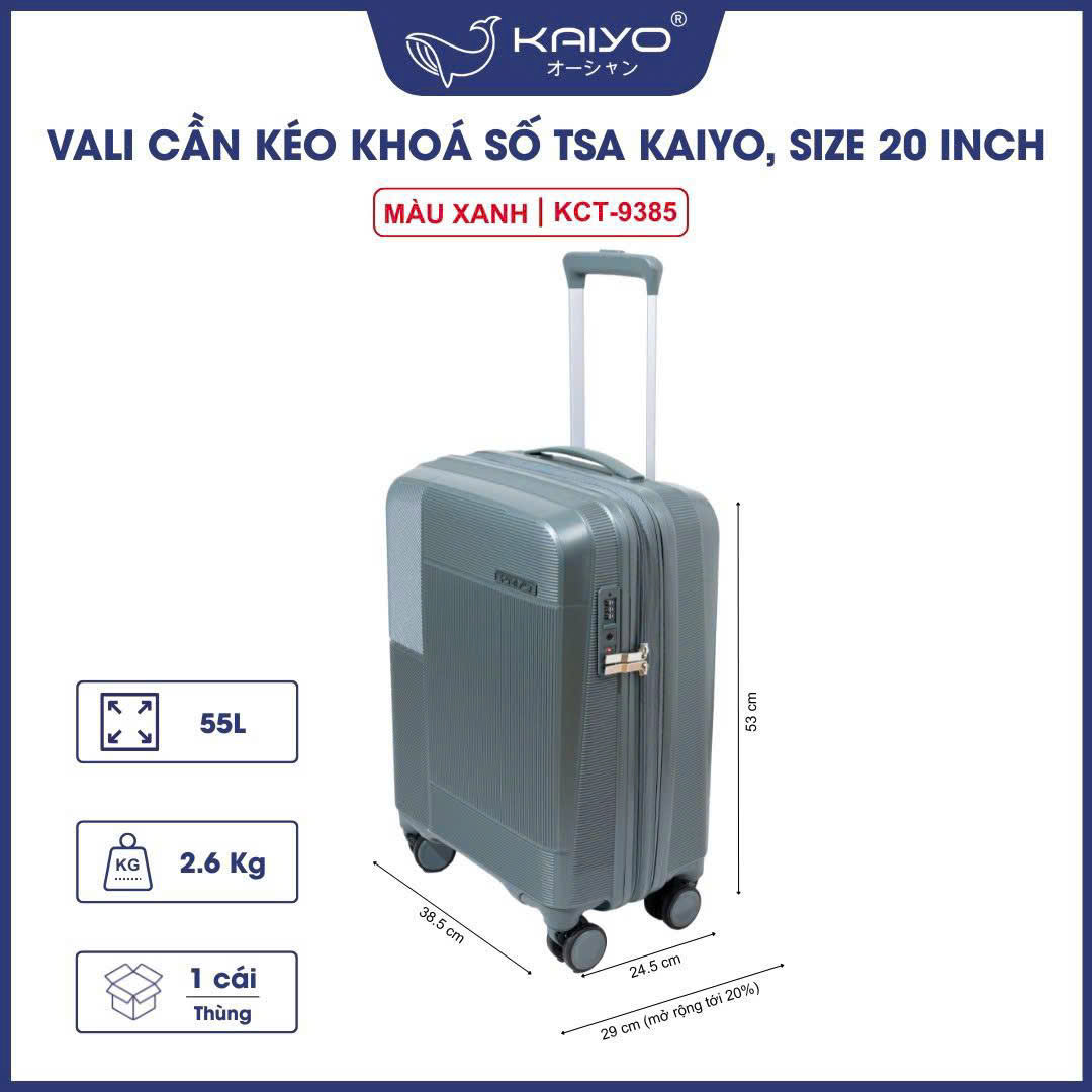 Vali cần kéo khóa số TSA Kaiyo 20 inch