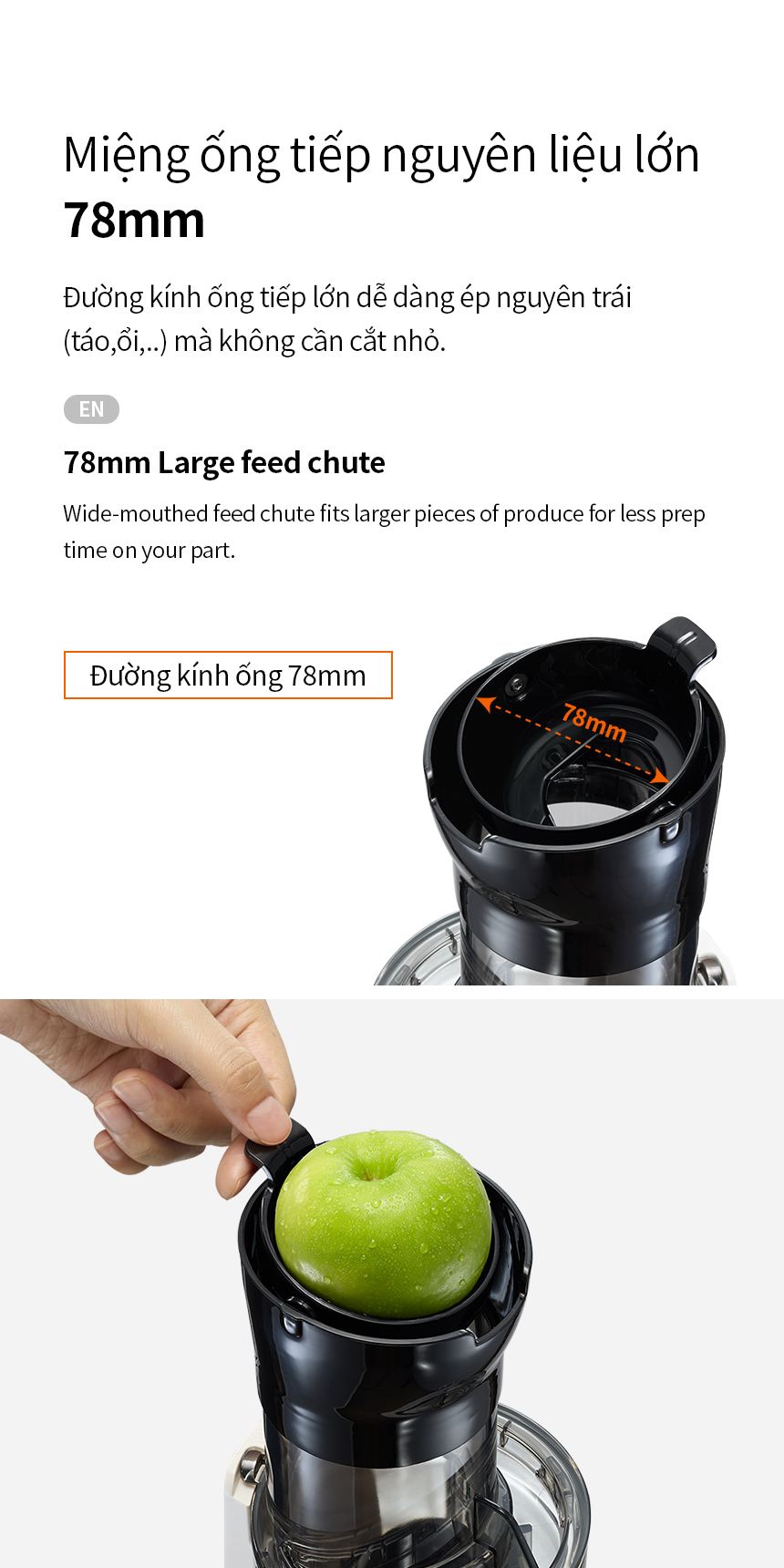 Máy ép chậm LocknLock Bianco Slow Juicer 0.8L EJJ421IVY