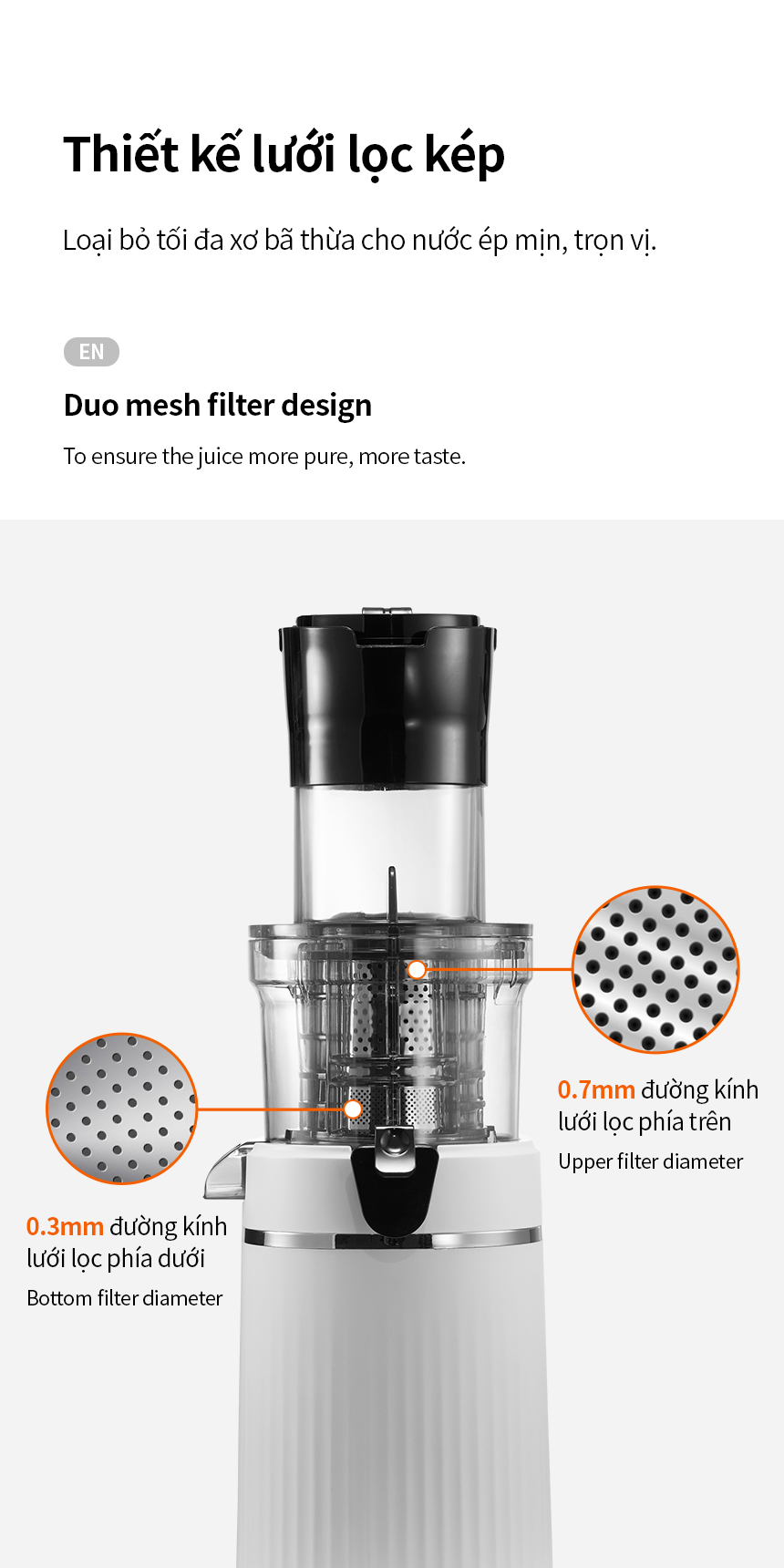 Máy ép chậm LocknLock Bianco Slow Juicer 0.8L EJJ421IVY