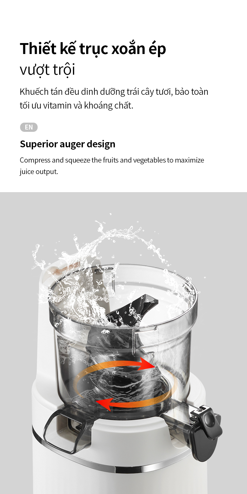 Máy ép chậm LocknLock Bianco Slow Juicer 0.8L EJJ421IVY