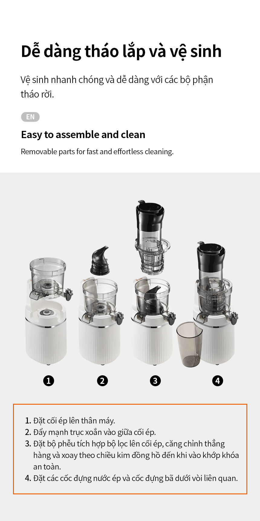Máy ép chậm LocknLock Bianco Slow Juicer 0.8L EJJ421IVY
