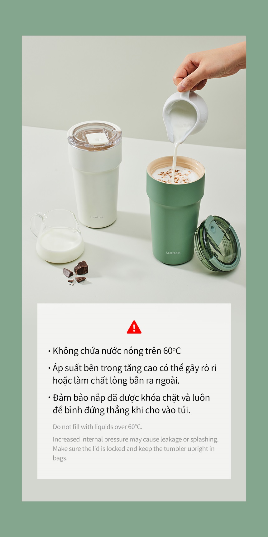 Ly giữ nhiệt LocknLock Metro Cafe Top Handle inox 304 lòng phủ sứ giữ nguyên hương vị đồ uống LHC4416 710ml