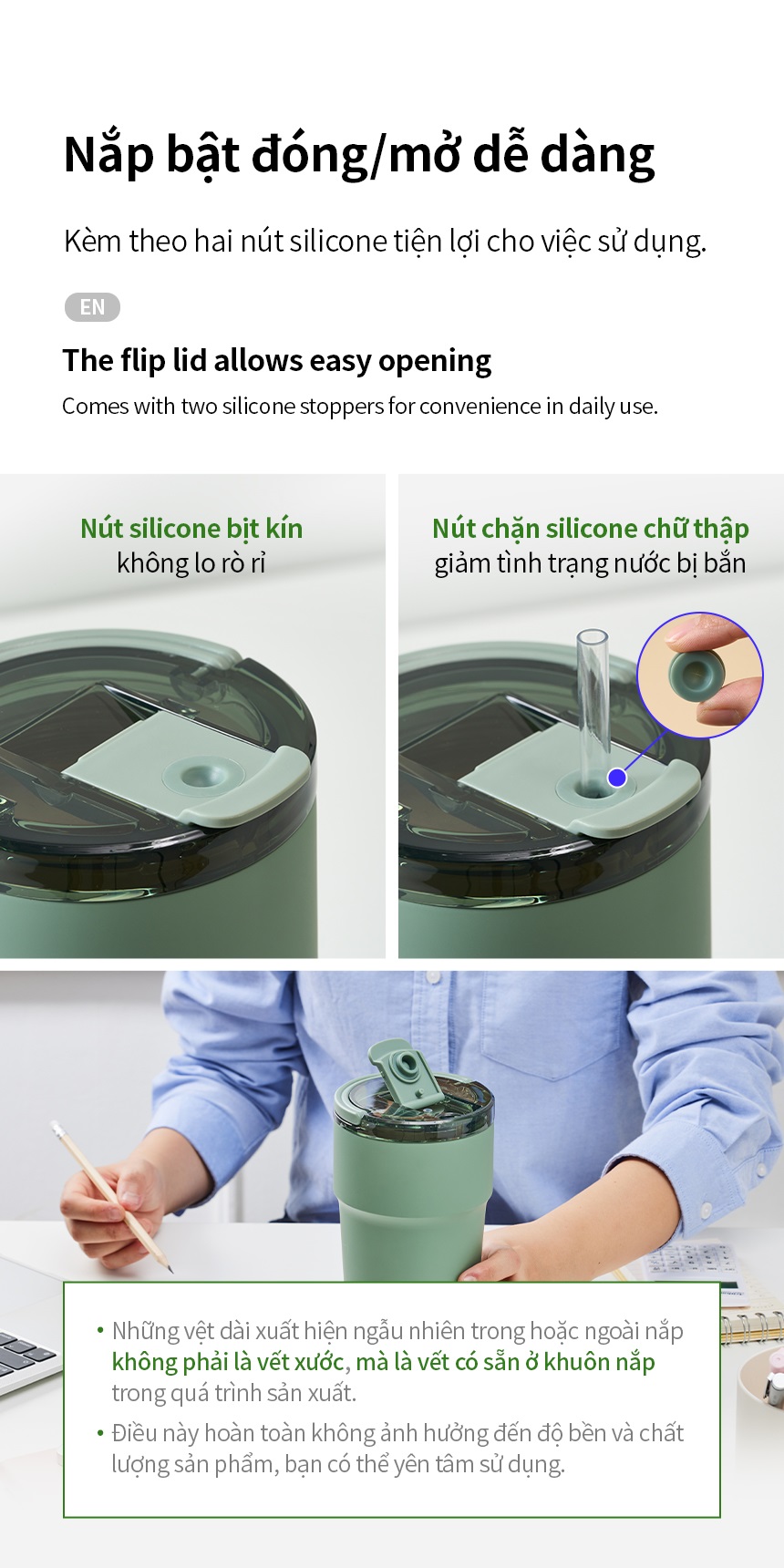 Ly giữ nhiệt LocknLock Metro Cafe Top Handle inox 304 lòng phủ sứ giữ nguyên hương vị đồ uống LHC4416 710ml