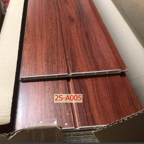 Lam nhựa 2 sóng giá rẻ 2ST-005 vân gỗ màu nâu đỏ