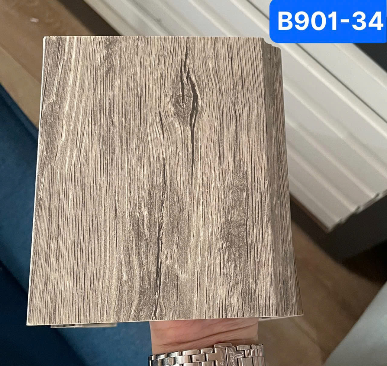Len tường nhựa vân gỗ B901-34 cao 120 màu xám