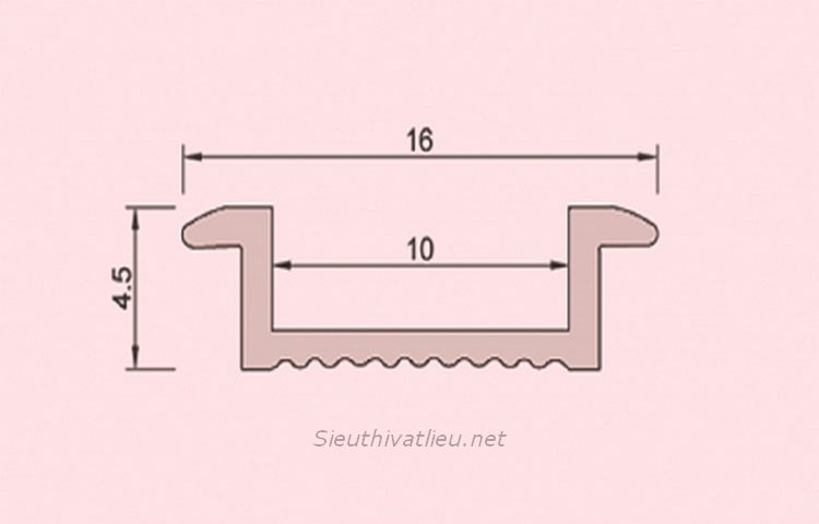 Nẹp nhôm U12 có tai (có ngàm)