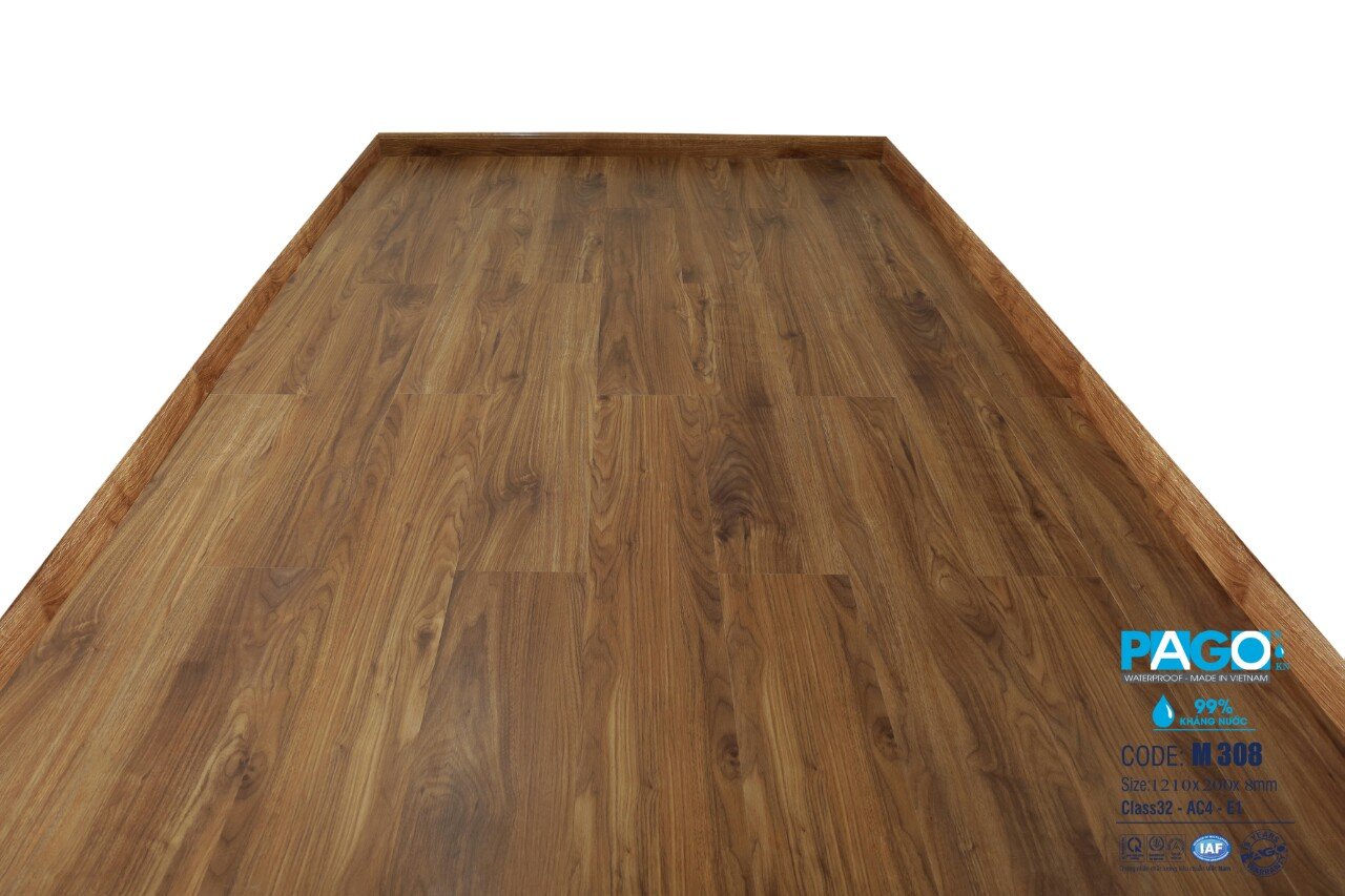 Sàn gỗ cốt xanh Pago M308 8mm bản lớn