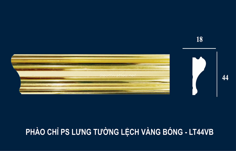 Phào chỉ PS lưng tường lệch vàng bóng LT44VB