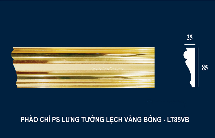 Phào chỉ PS lưng tường lệch vàng bóng LT85VB