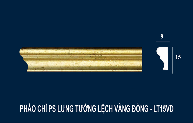 Phào chỉ PS lưng tường lệch vàng đồng LT15VD