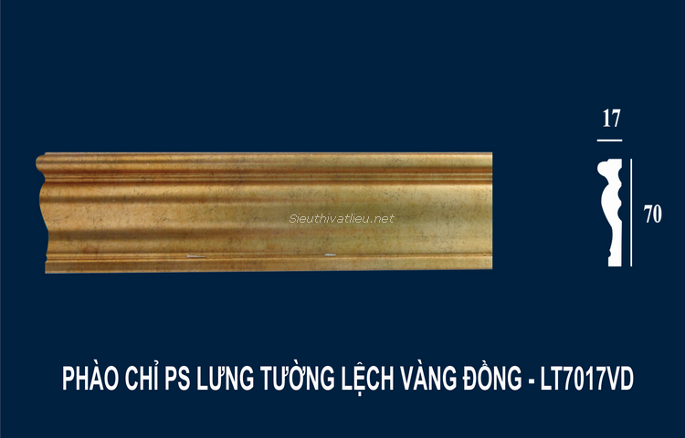 Phào chỉ PS lưng tường lệch vàng đồng LT7017VD