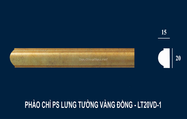 Phào chỉ PS lưng tường vàng đồng LT20VD-1