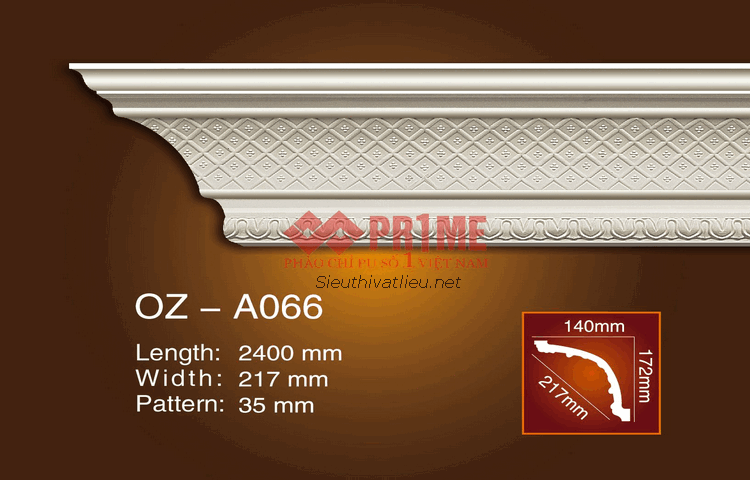 Phào cổ trần PU Prime OZ-A066 trắng hoa văn