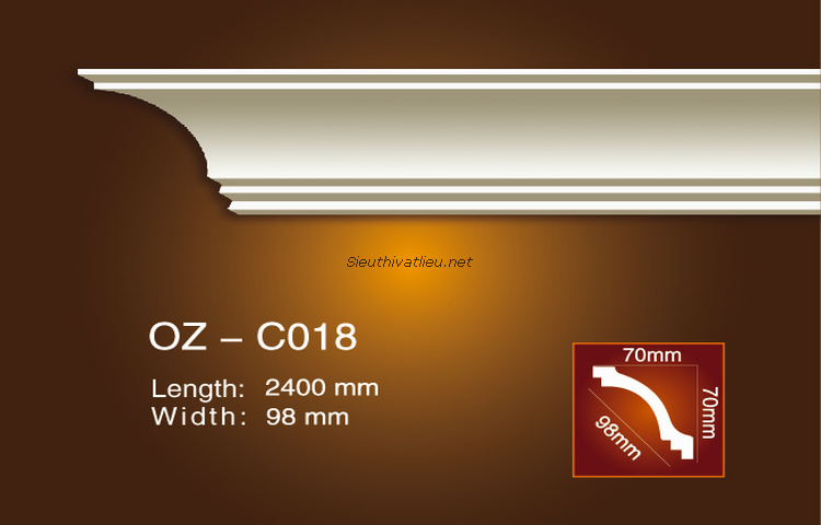 Phào cổ trần PU Prime OZ-C018 trắng trơn