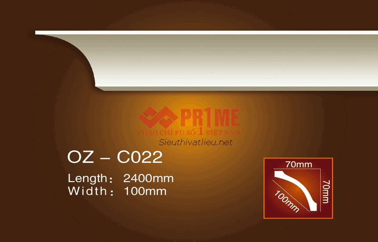 Phào cổ trần PU Prime OZ-C022 trắng trơn