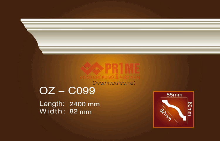 Phào cổ trần PU Prime OZ-C099 trắng trơn