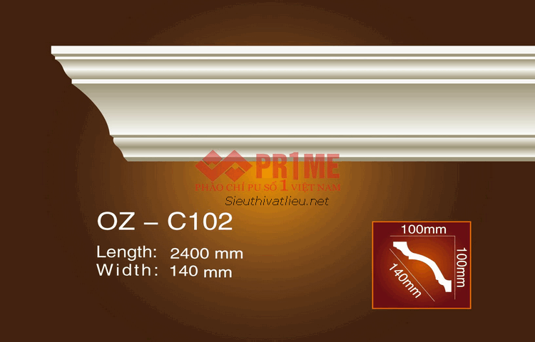 Phào cổ trần PU Prime OZ-C102 trắng trơn