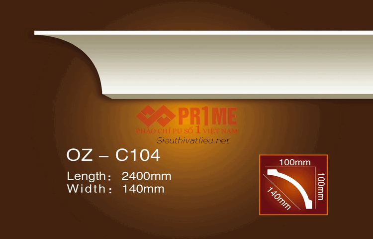 Phào cổ trần PU Prime OZ-C104 trắng trơn