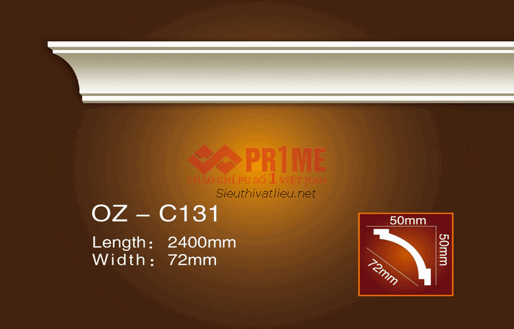 Phào cổ trần PU Prime OZ-C131 trắng trơn