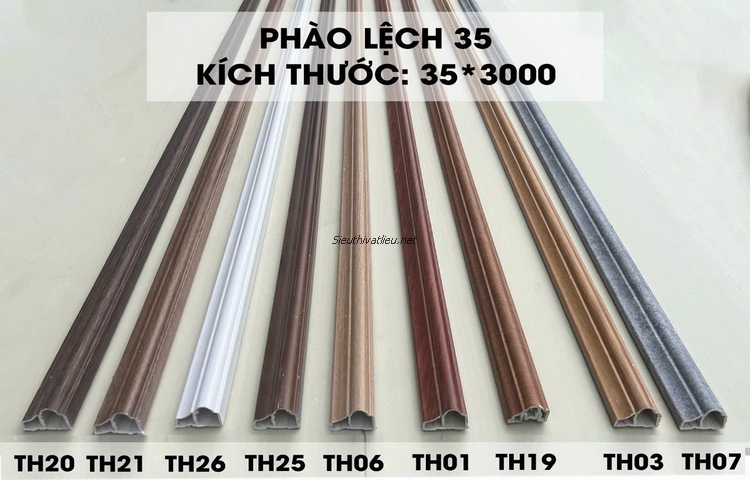 Phào chỉ lưng tường lệch nhựa vân gỗ bản 35mm