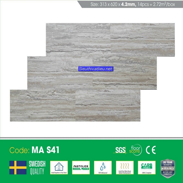 Sàn nhựa hèm khóa vân đá  MIA 4mm MA S41