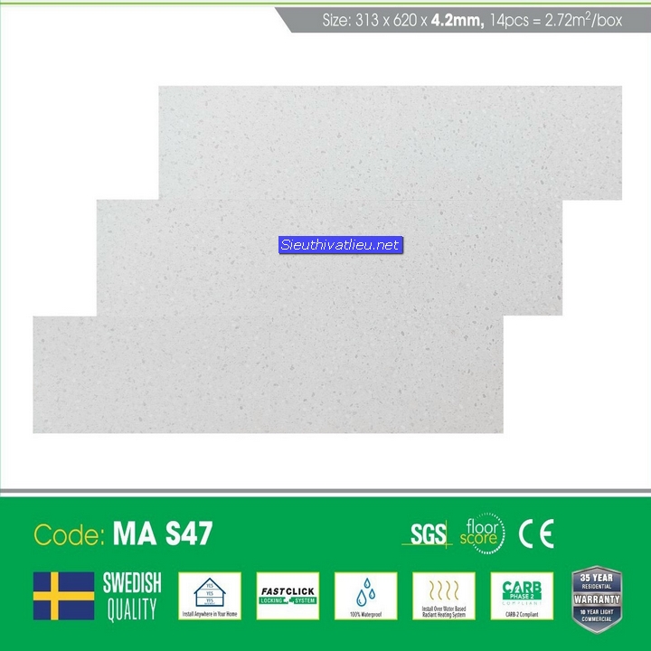 Sàn nhựa hèm khóa vân đá  MIA 4mm MA S47