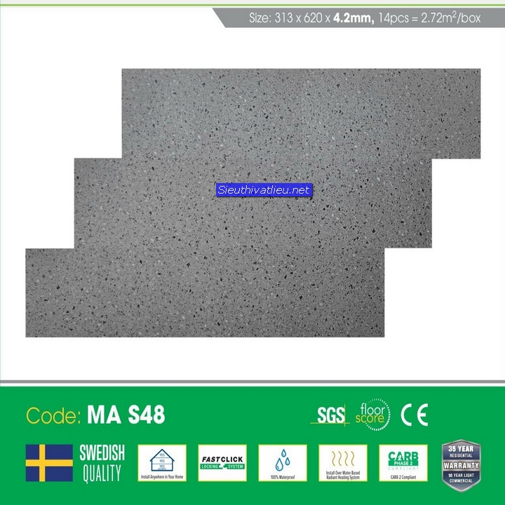 Sàn nhựa hèm khóa vân đá  MIA 4mm MA S48