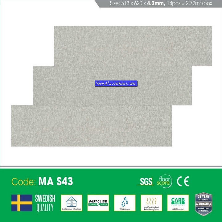 Sàn nhựa hèm khóa vân thảm  MIA 4mm MA S43