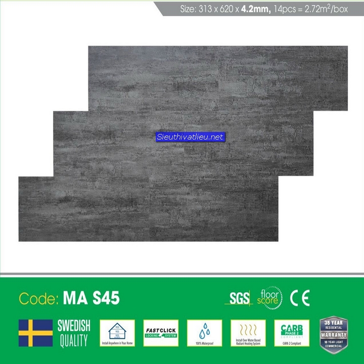 Sàn nhựa hèm khóa vân thảm  MIA 4mm MA S45