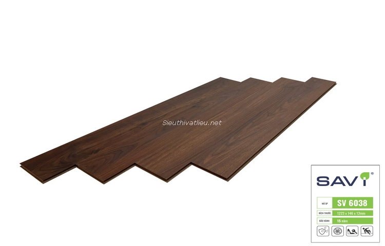Sàn gỗ Savi 12mm SV6038 bản lớn