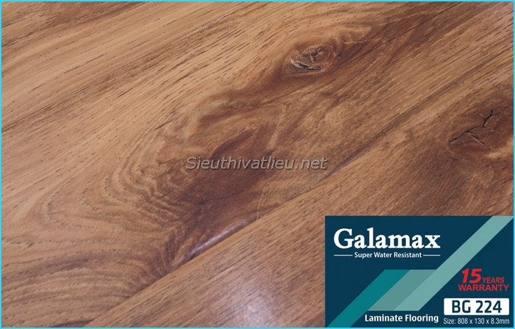 Sàn gỗ Galamax bản nhỏ 8mm BG224 màu Nâu