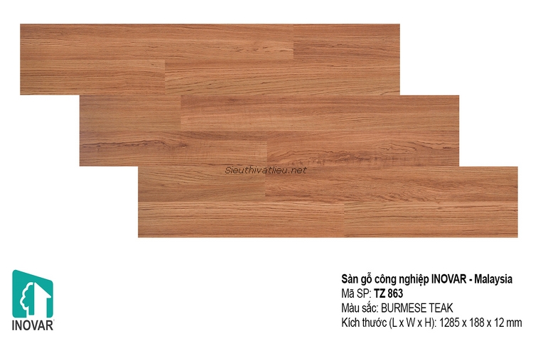 Sàn gỗ Malaysia Inovar TZ863 12mm bề mặt vân nổi
