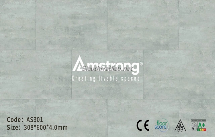 Sàn nhựa hèm khóa Amstrong vân bê tông AS301