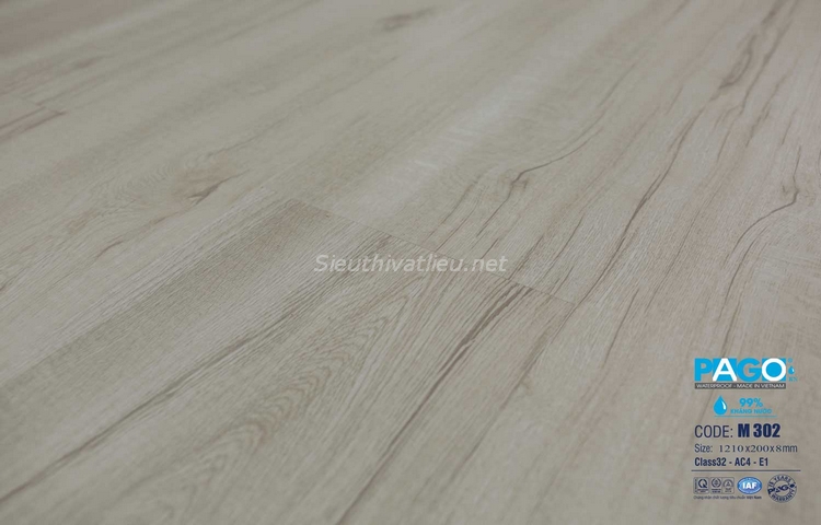 Sàn gỗ cốt xanh Pago M302 8mm bản lớn