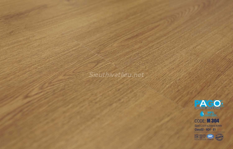 Sàn gỗ  cốt xanh Pago M304 8mm bản lớn