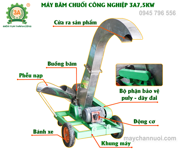 Máy xắt chuối công suất lớn 3A7,5kW