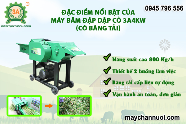 Máy băm cỏ đa năng băng tải