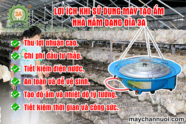 Máy tạo ẩm nhà nấm dạng đĩa 3A