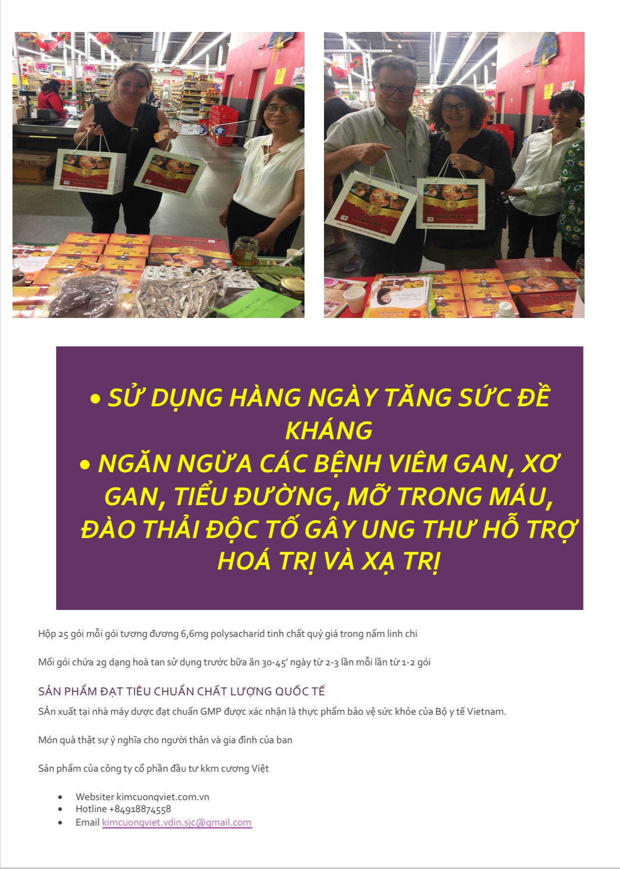 TRÀ LINH CHI KIM CƯƠNG VIỆT CÙNG ĐỐI TÁC NƯỚC NGOÀI