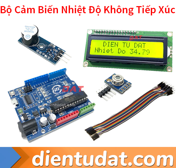 Combo Lắp Bộ Cảm Biến Nhiệt Độ Không Tiếp Xúc Hiển Thị LCD Báo Còi