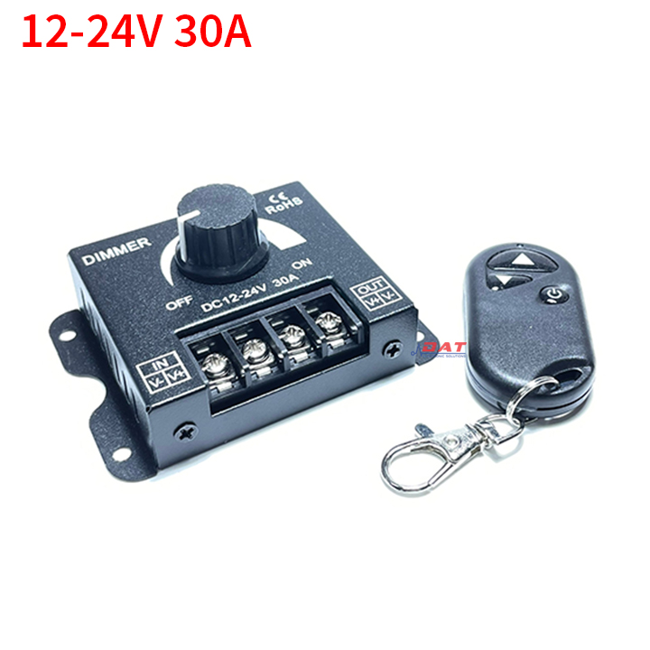Bộ Dimmer Kết Hợp Remote RF Điều Chỉnh Độ Sáng Đèn 12-24V 30A