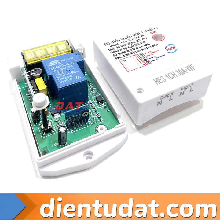 Công Tắc Điều Khiển 1 Thiết Bị Qua Wifi 220V HES 1CH 30A - WF