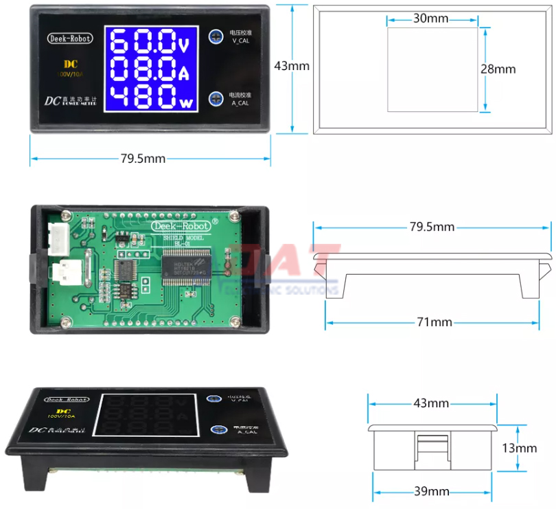 Đồng Hồ Đo Dòng Áp DC Hiển Thị LCD 50V 5A 100V 10A