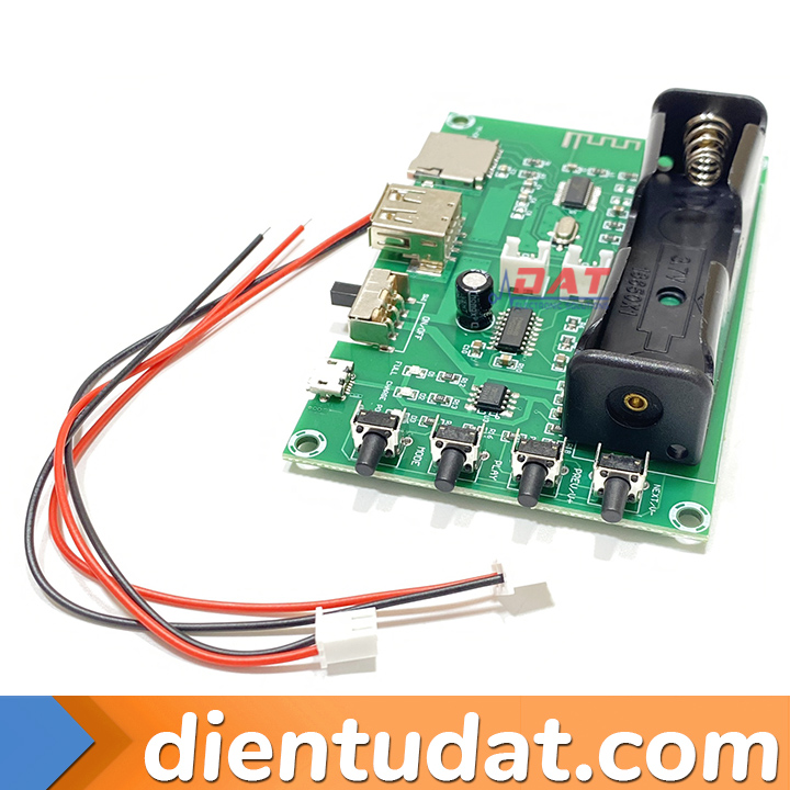 Mạch Khuếch Đại Âm Thanh Bluetooth - USB - Thẻ Nhớ 2*3W PAM8403 Tích Hợp Đế Pin 18650